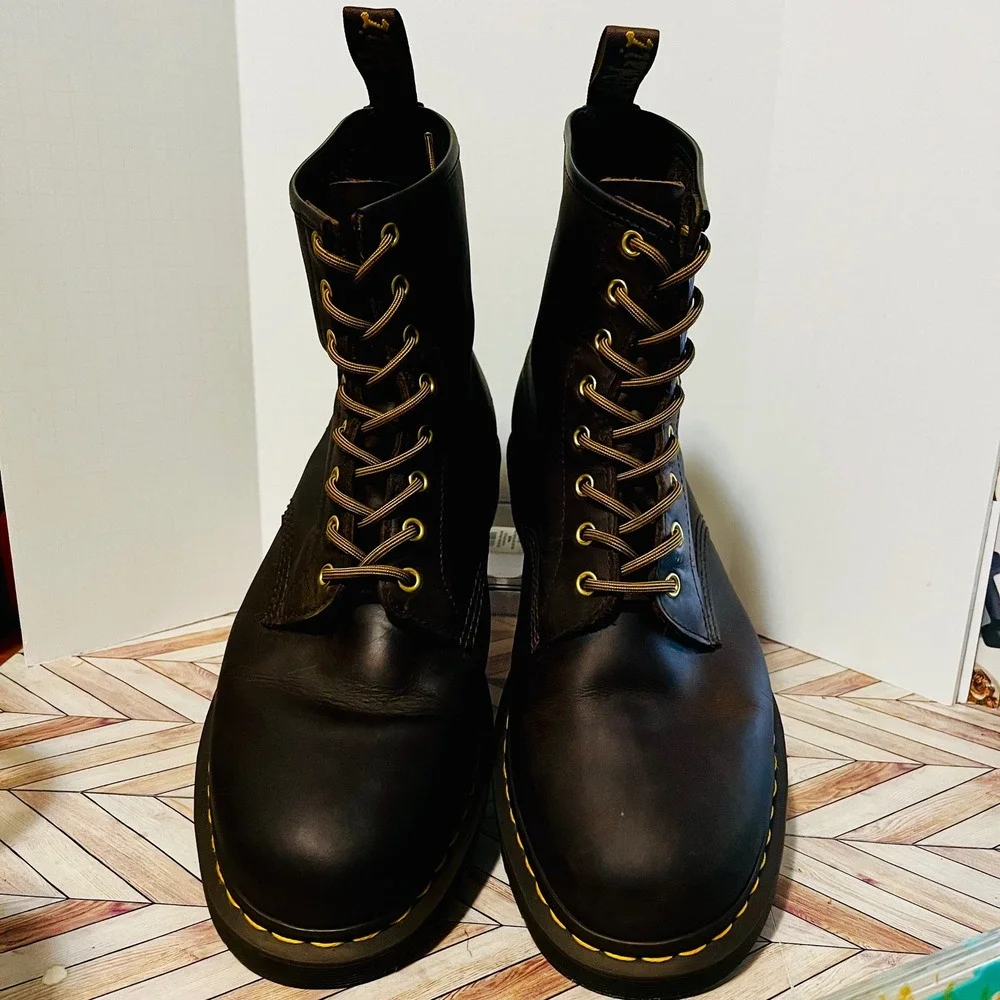 Dr Martens 1460 Crazy Horse Leather Lace Up Boots Mens 13 Brown 8-Eye 11822203